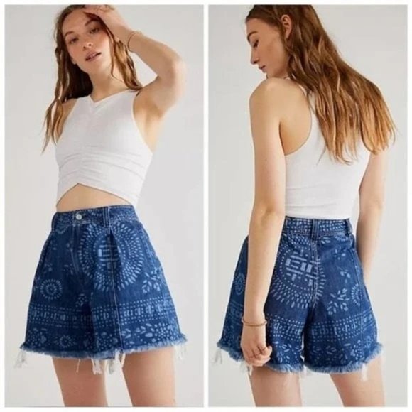 Free People Amelie A-Line Denim Jean Shorts Size 27 NWOT we the free boho - Picture 1 of 10